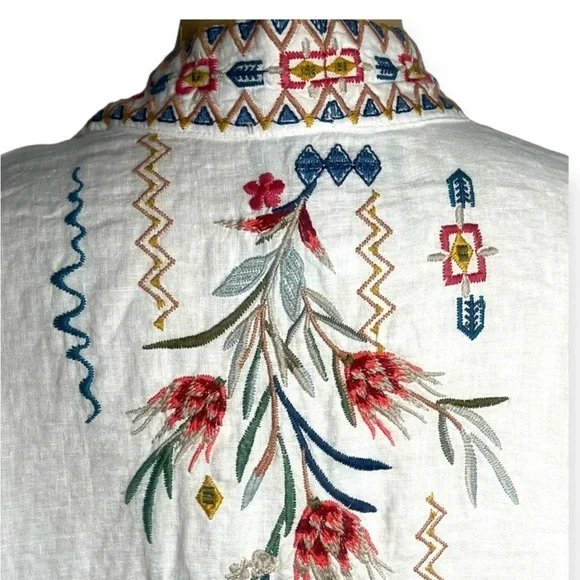 JOHNNY WAS Large multicolor embroidered kimono jacket WATIPASO LINEN KIMONO - Picture 5 of 14